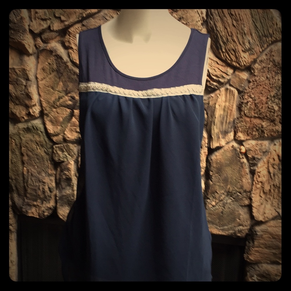 Tommy Hilfiger S embellished chiffon overlay tank